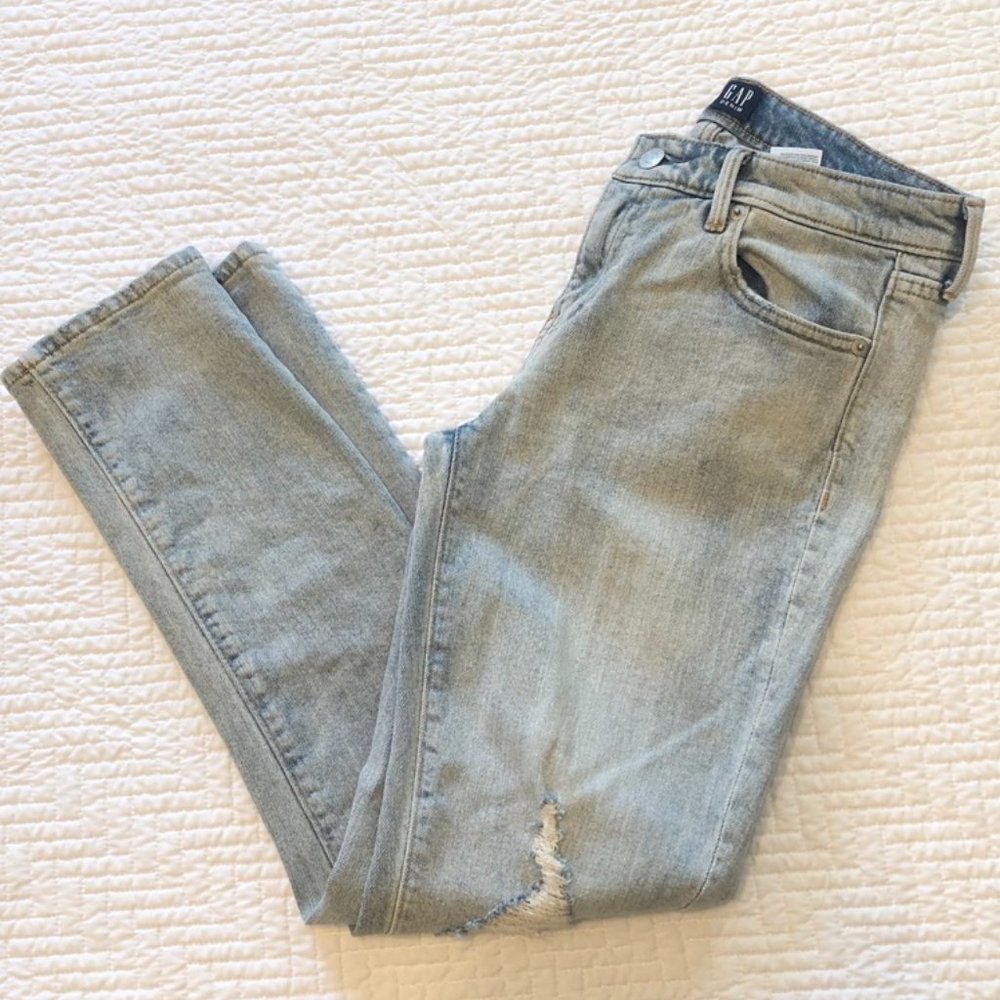 Gap Mid-Rise Distressed Girlfriend Jeans